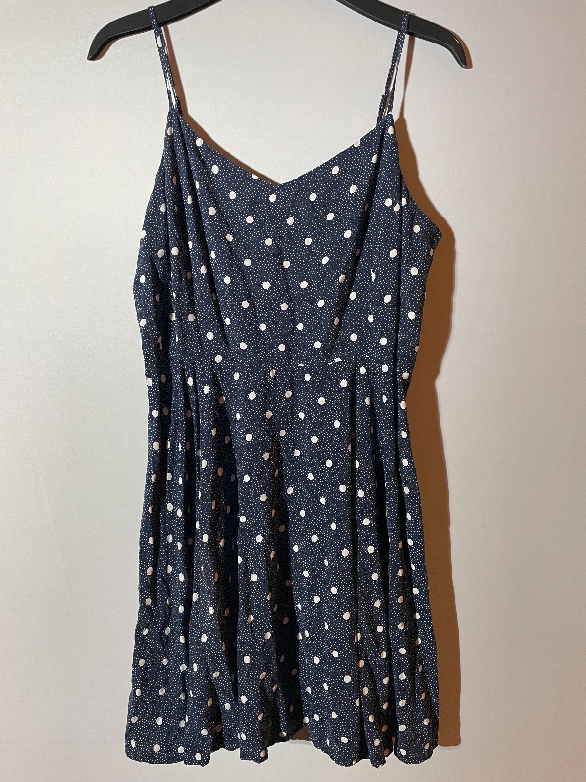 Old Navy Spaghetti Strap Cami Sundress Size XL Navy with White Polka Dots