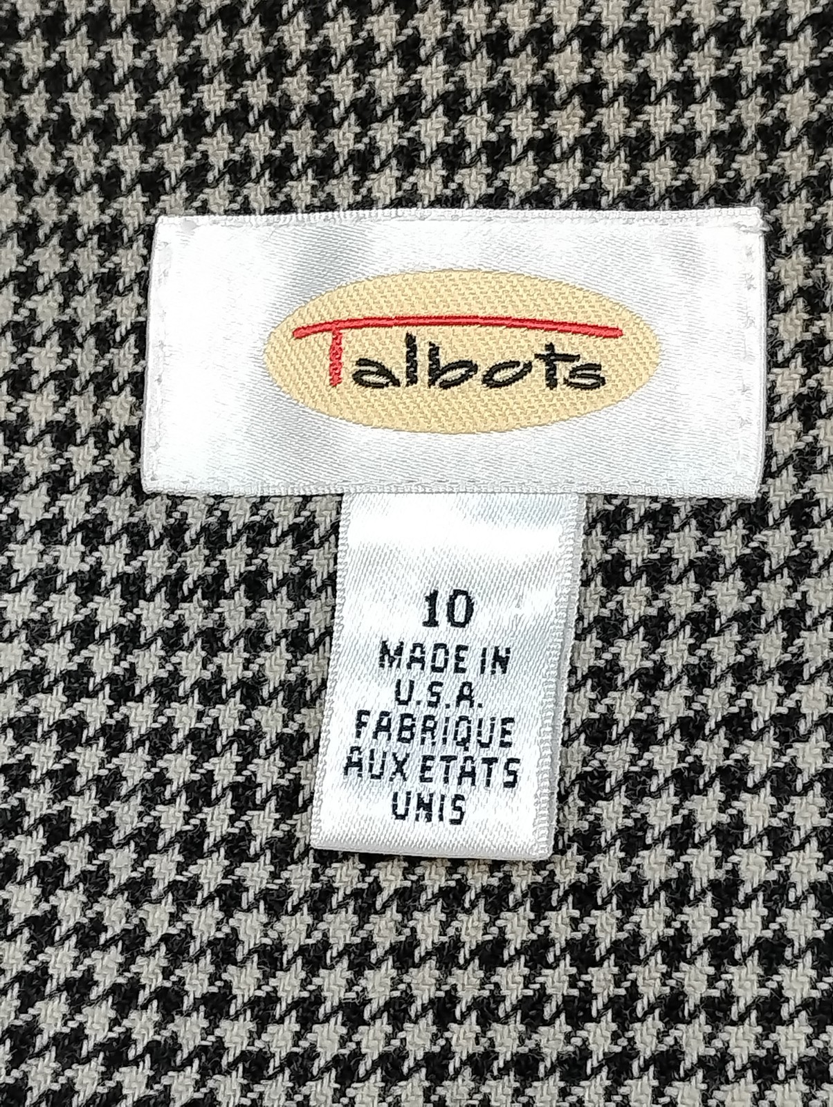 VTG Talbots Dress Sz 10 Houndstooth USA Wool Button Front Workwear Classic