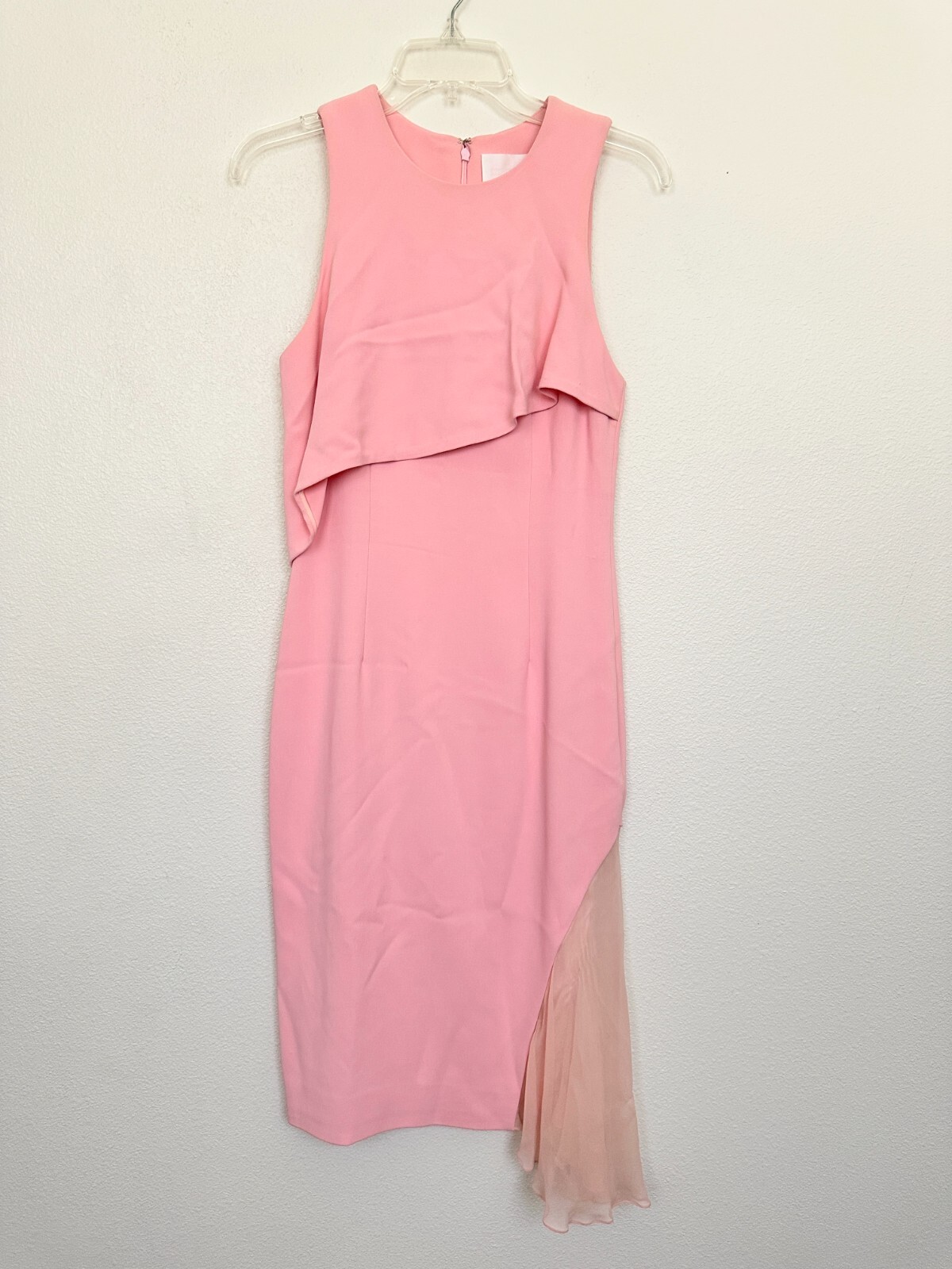 Cushnie Et Ochs Layered Ruffle Sheath Dress Pink Midi Sleeveless Women’s Size 6