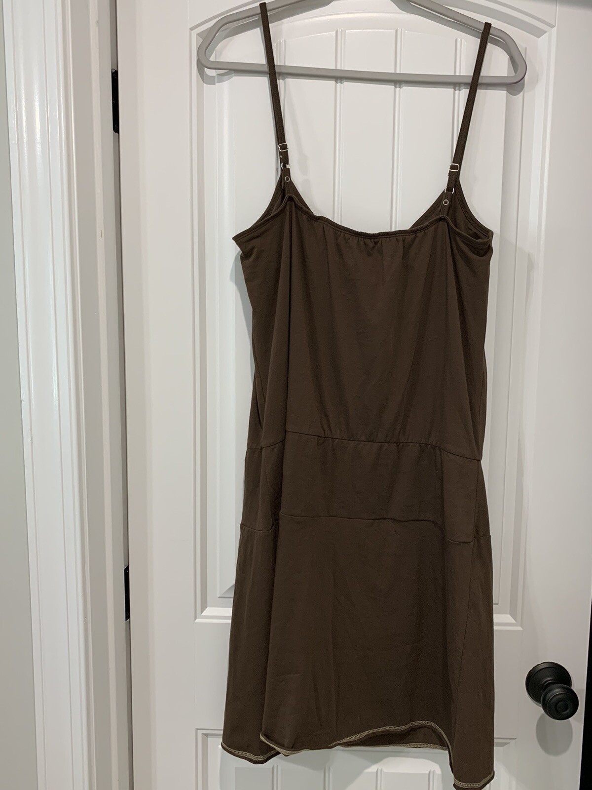 Red Camel Tiered Dress Womens Sz XL Spaghetti Strap Brown Cotton Spandex Comfy