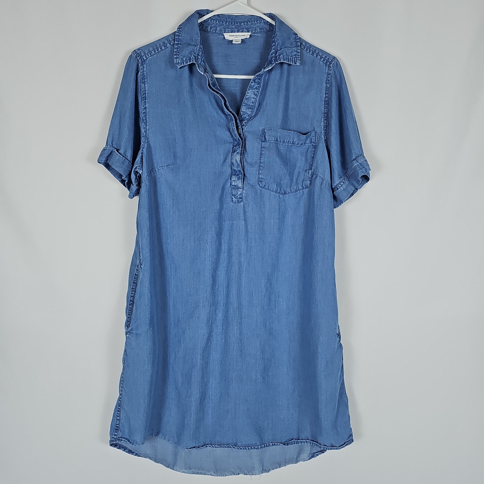 Beach Lunch Lounge Blue Denim Short Sleeve Pullover Shirt Dress Women’s, Size: M