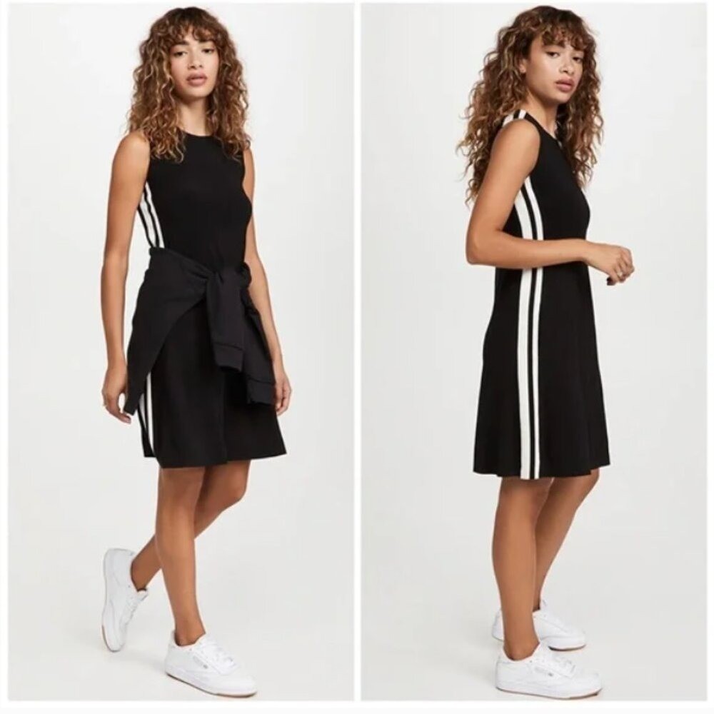 NWT Norma Kamali Side Stripe Sleeveless Swing Dress in Forest Green XS