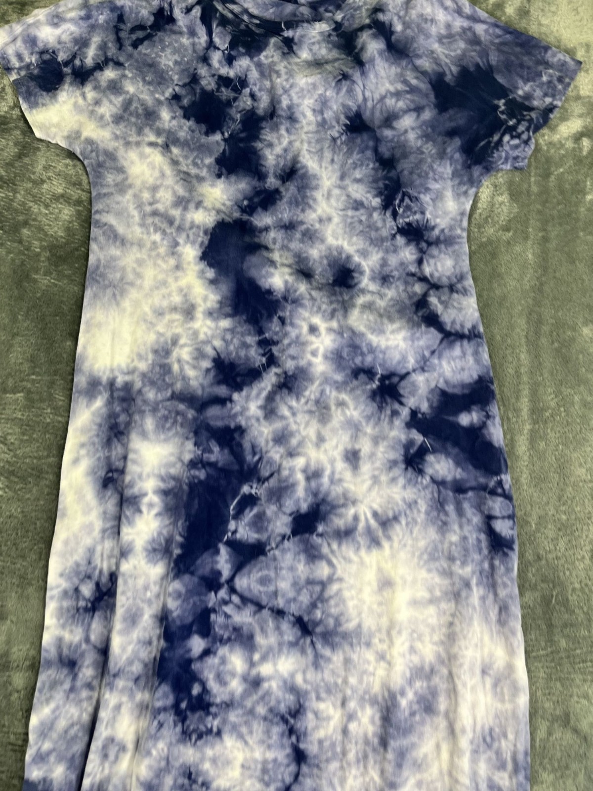 LuLaRoe Womens Blue & White Tie-Dye Short Sleeve Maxi Dress S