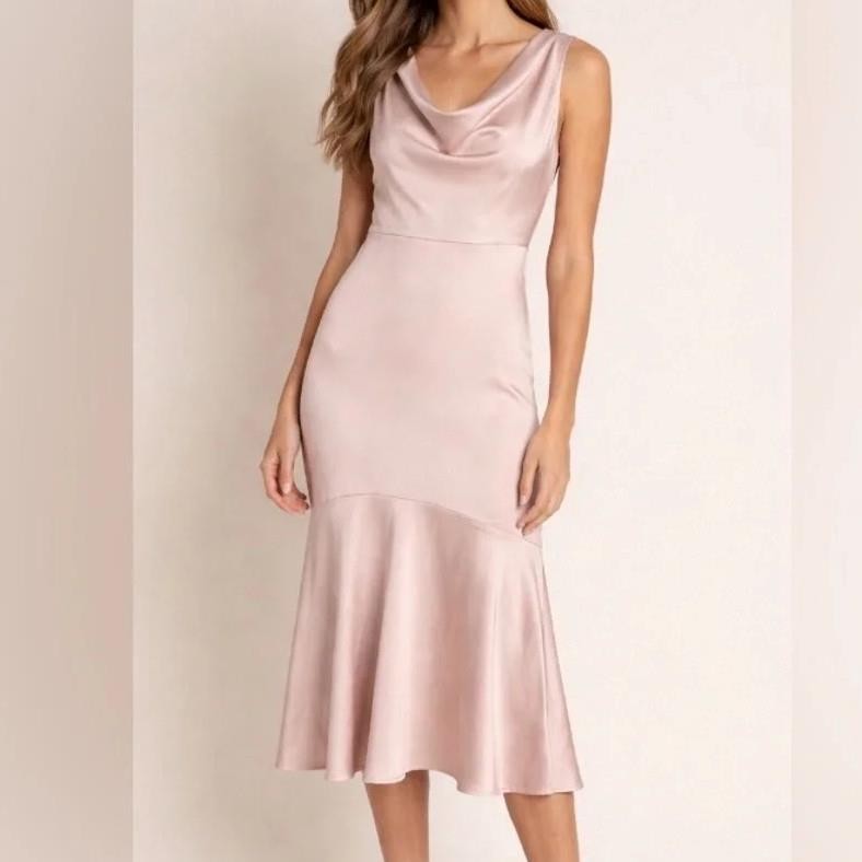 Sam Edelman Drape Neck Cocktail Dress 14 *Blush* NWT! MSRP $108