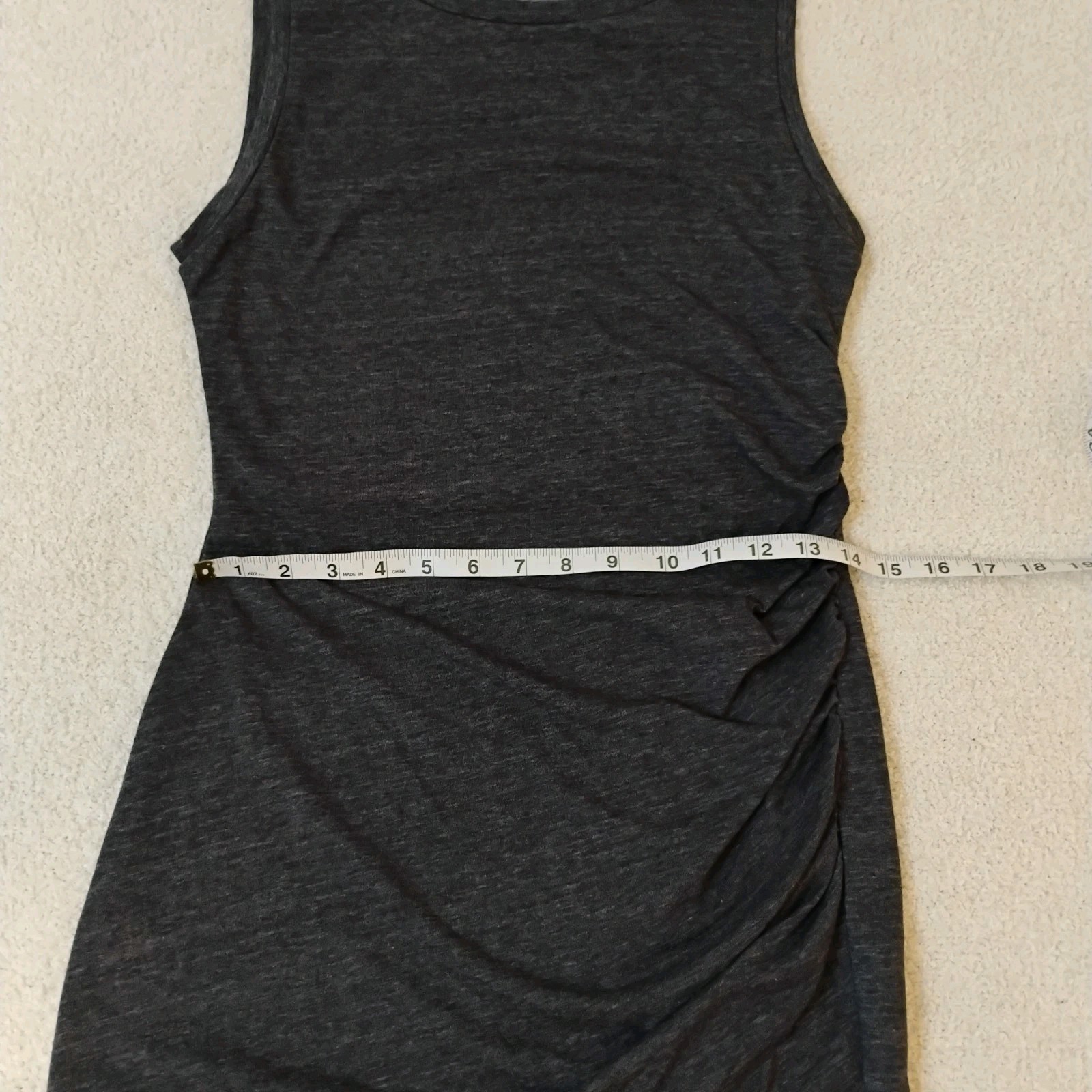 Casual Dark Gray Ruching Dress MIDI Knee Length Size Sporty Minimalist Comfy Med
