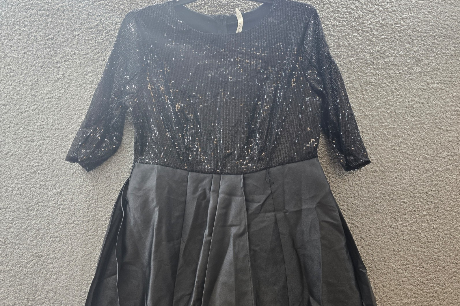 NY Collection Petite Sequin and Jacquard Hi-Low Holiday Dress Women’s PXL Black