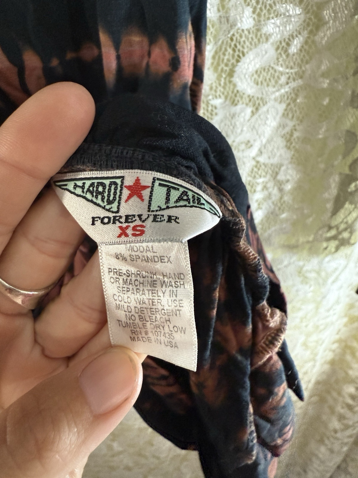 Hard Tail Pink Black Gray Tie Dye Dress side ruching xs/s euc long sleeve