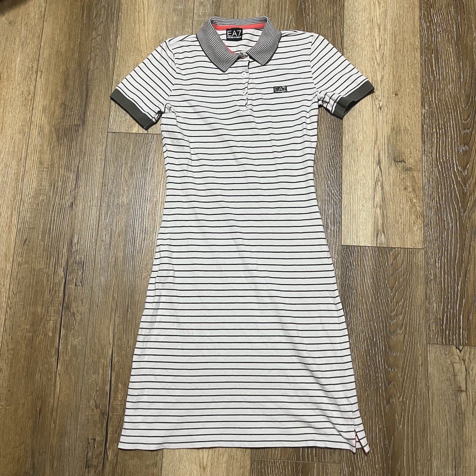 EA7 Emporio Armani Striped Mini Piqué Striped Polo Dress XS Tennis Golf Preppy