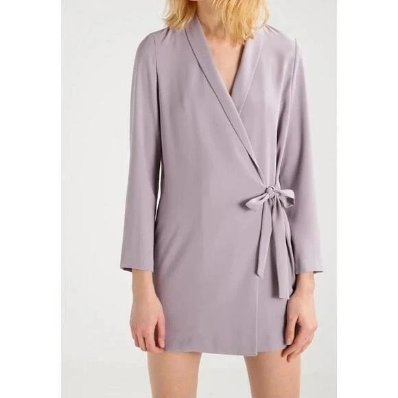Topshop Women’s Light Gray Second Hand Everyday Wrap Around Dress Size US4