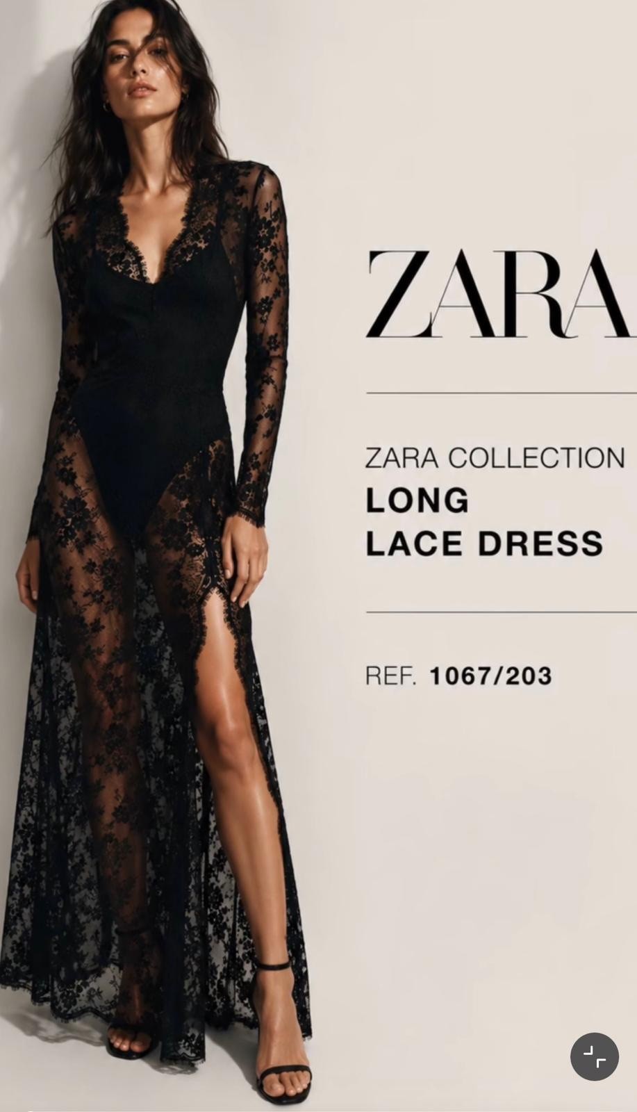 Zara 2026 ZW Collection Black Lace Sheer Long Dress Size M Ref 1067/203 Sexy