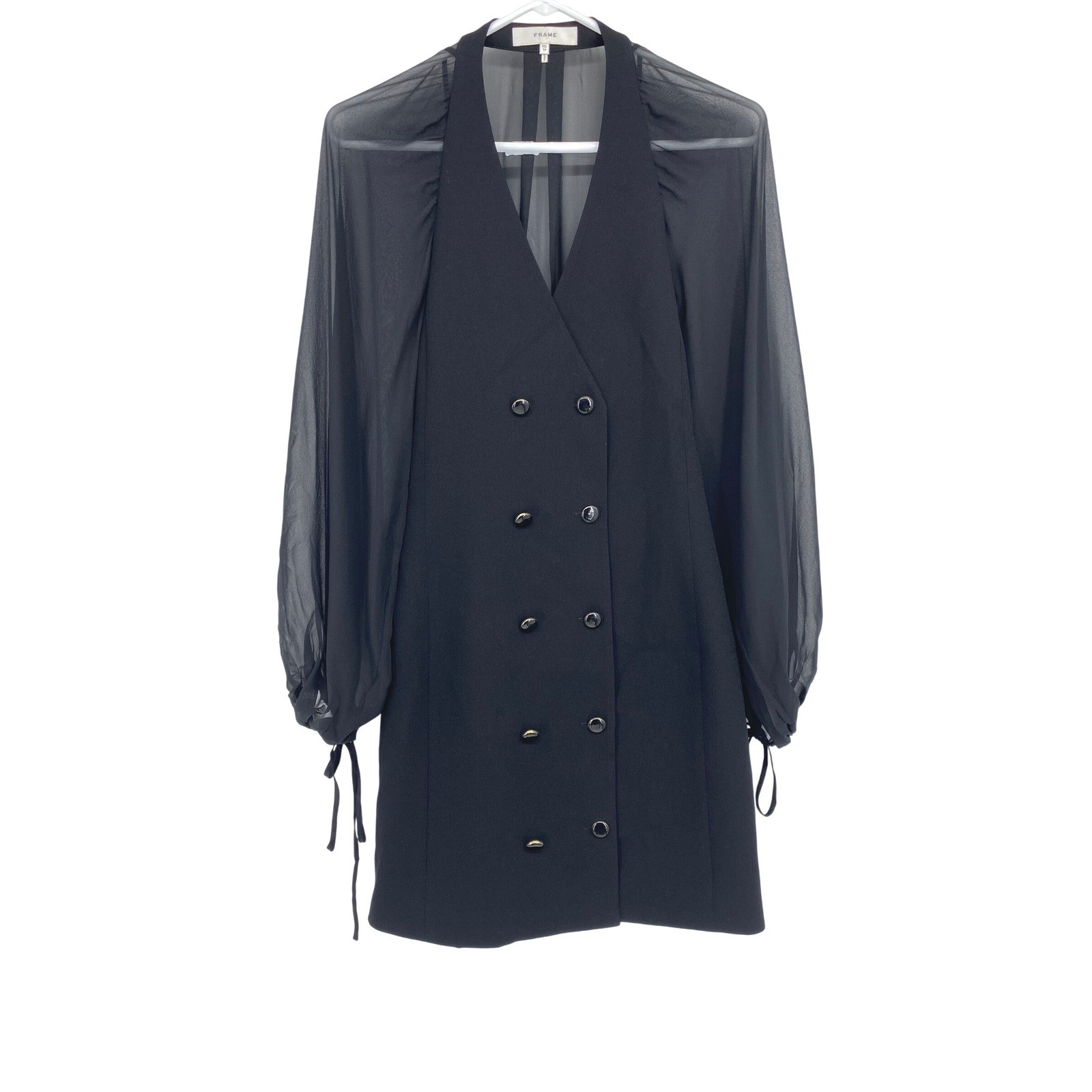 FRAME Crepe De Chine Blazer Minidress In Black XS