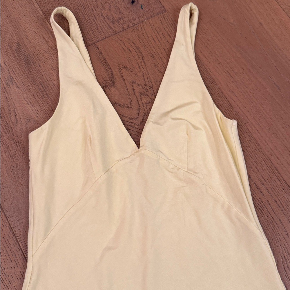 REMAIN BIRGER CHRISTENSEN Gosha diagonal hem deep v slip Dress Wax Yellow