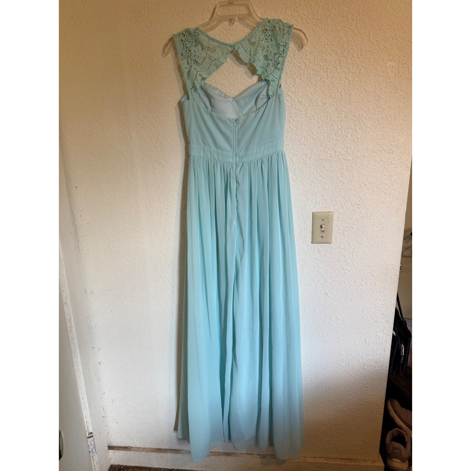 Filly Flair Women Lace Chiffon Maxi Dress Keyhole Back Size S Bridsmaid Romantic