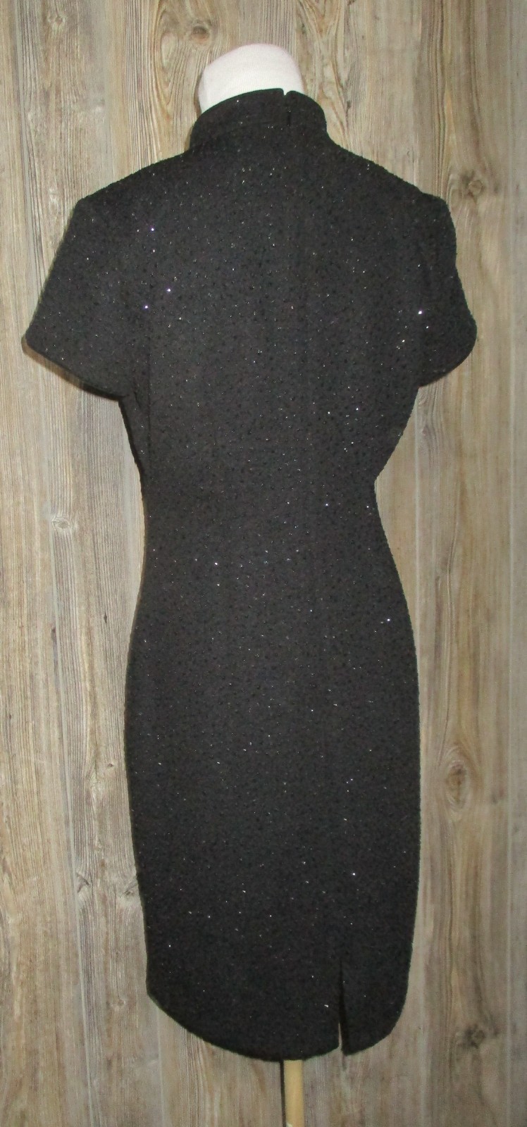 David Warren New York Mandarin Black Formal Dress Sz 8P 1990s Sparkly Holiday