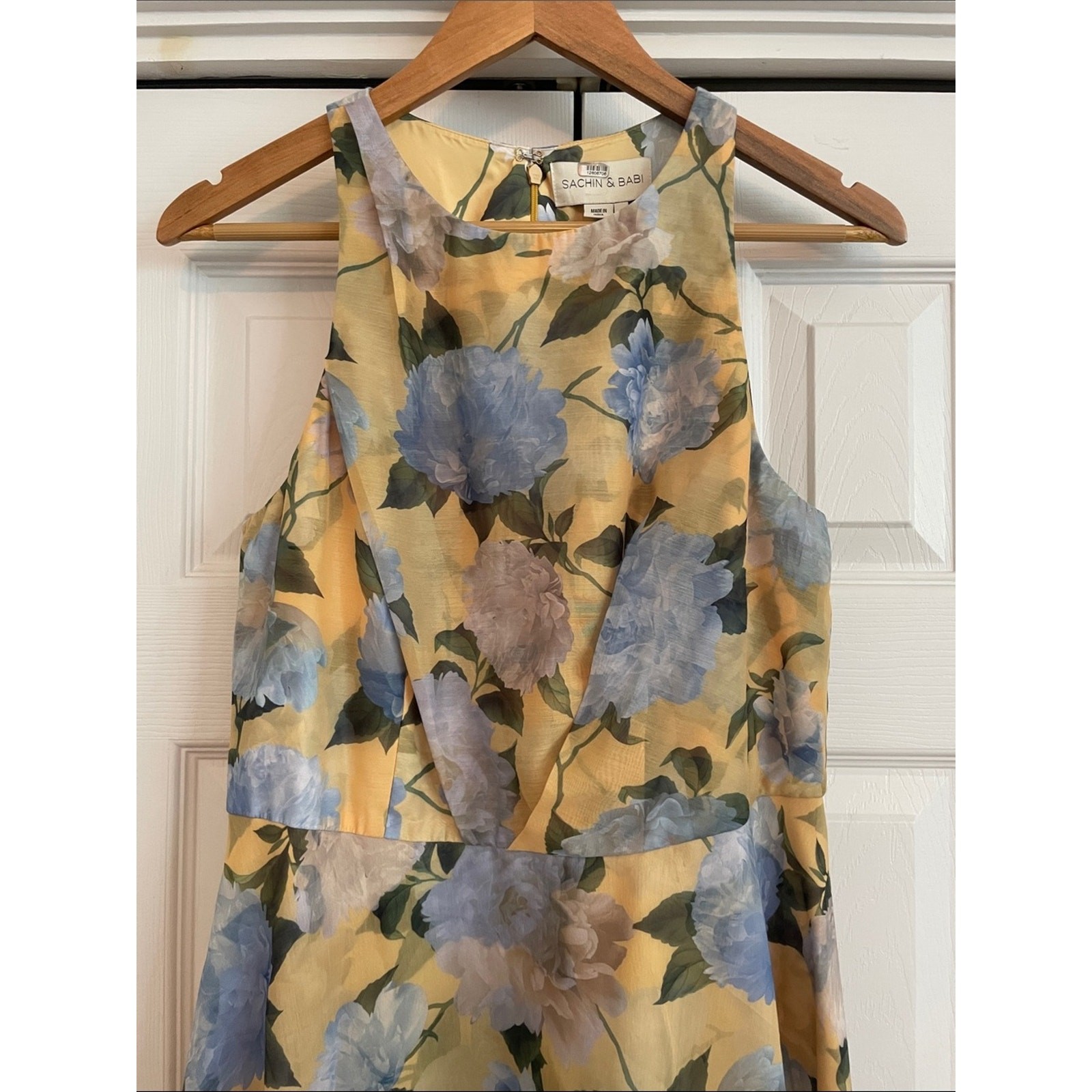 Sachin & Babi Kate Draped Floral Print Organza Gown Dress size 8