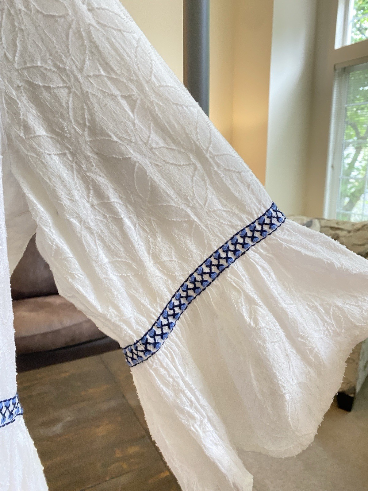 Tommy Bahama White Embroidered Tiered Cotton Dress Size Large