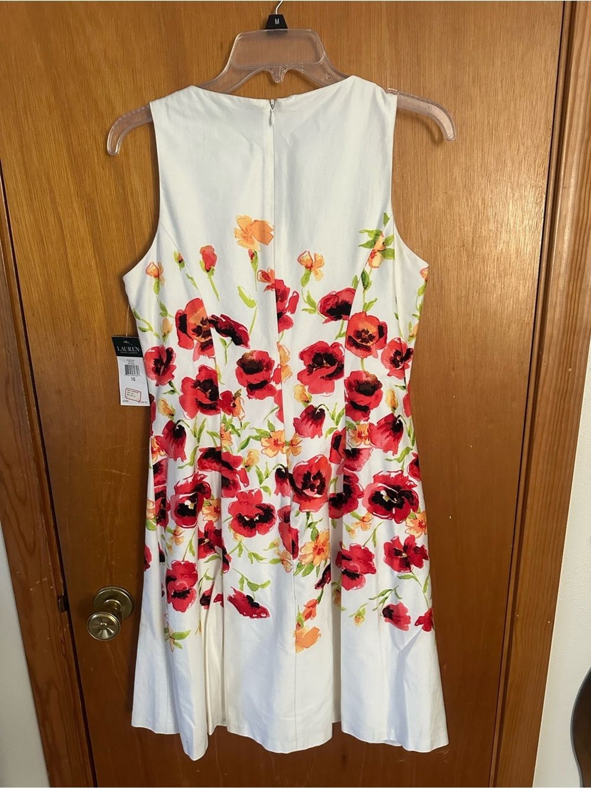 Lauren Ralph Lauren White Red Poppy Floral Fit & Flare Dress NWT Size 10