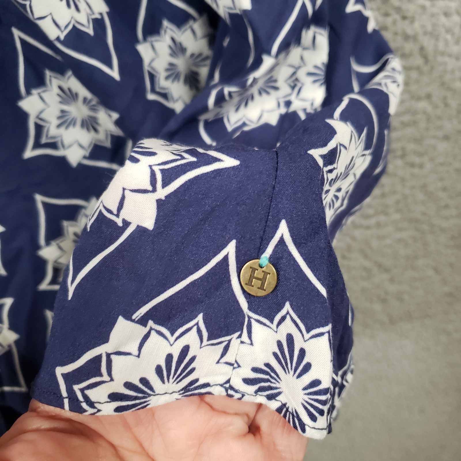 Hatley Mandala Shift Dress Womens Large Blue Keyhole Boho Nautical Coastal