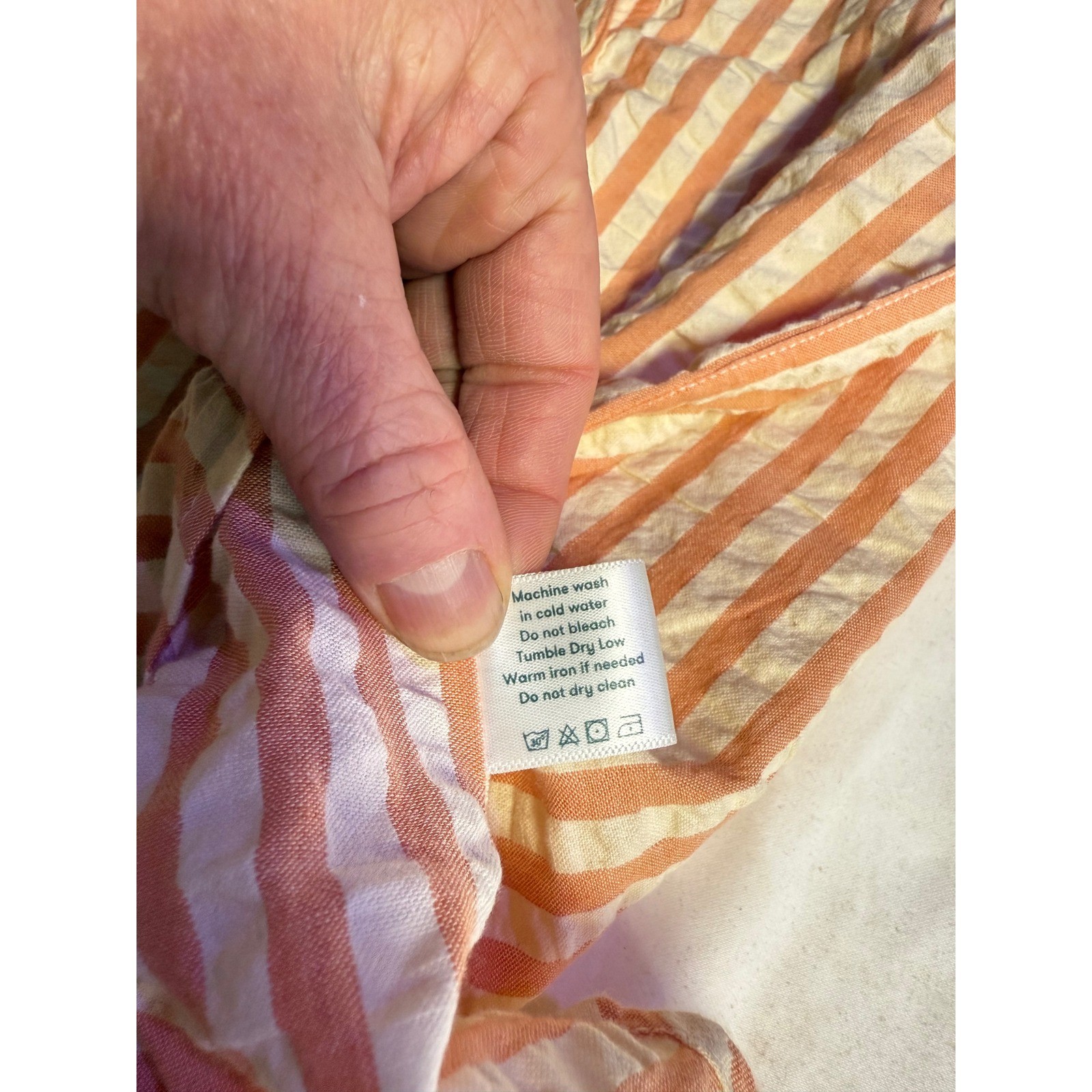 Roller Rabbit Orange White Striped Seersucker Button Front Shirt Dress Sz S