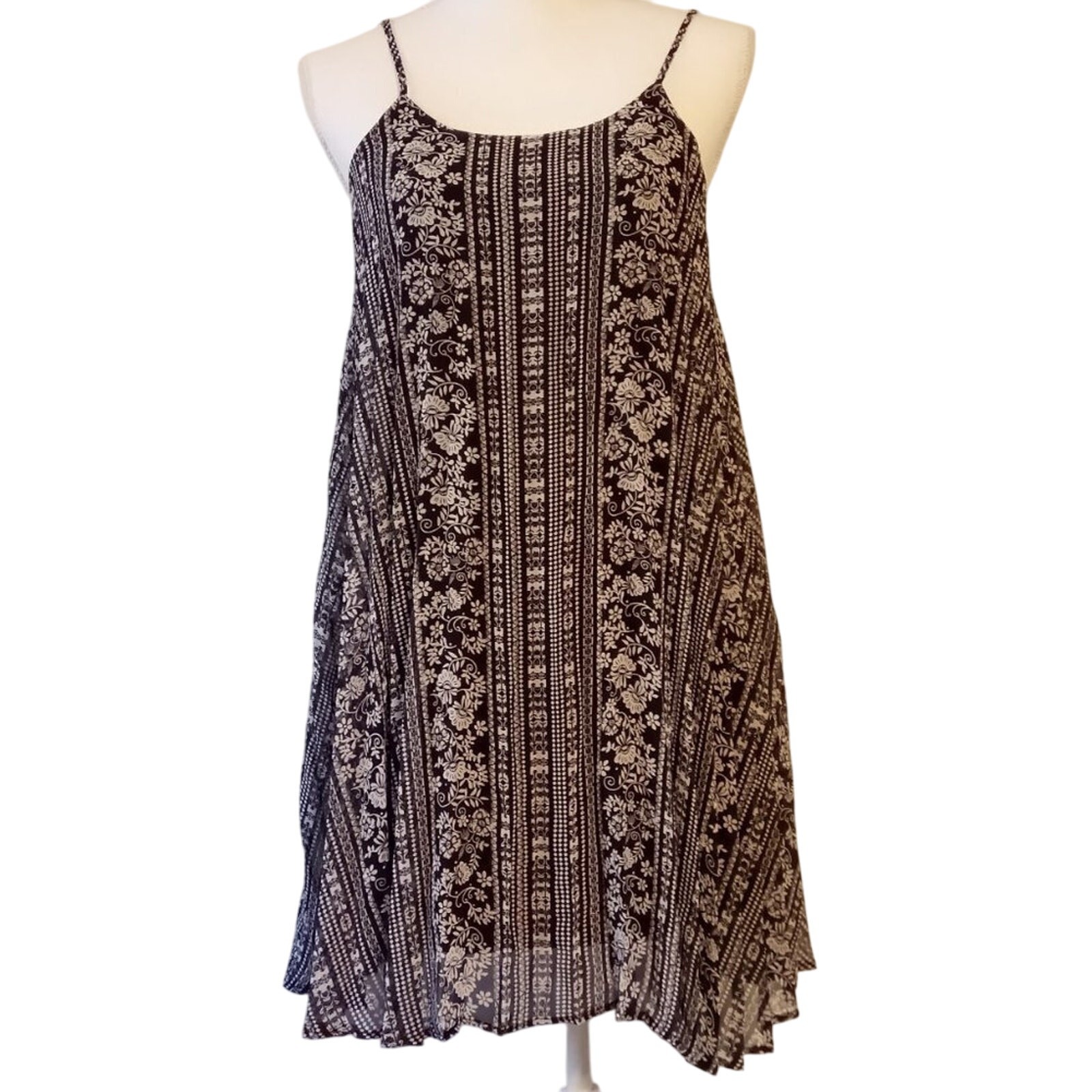 American Rag Mini Dress Women Size Small Black Bohemian Peasant Fairy