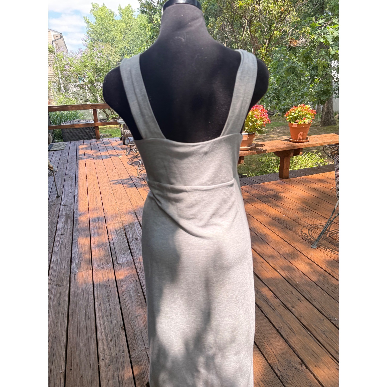 Athleta Santorini Midi Solid Dress Grey Heather MicroModal Empire Waist 446866 S