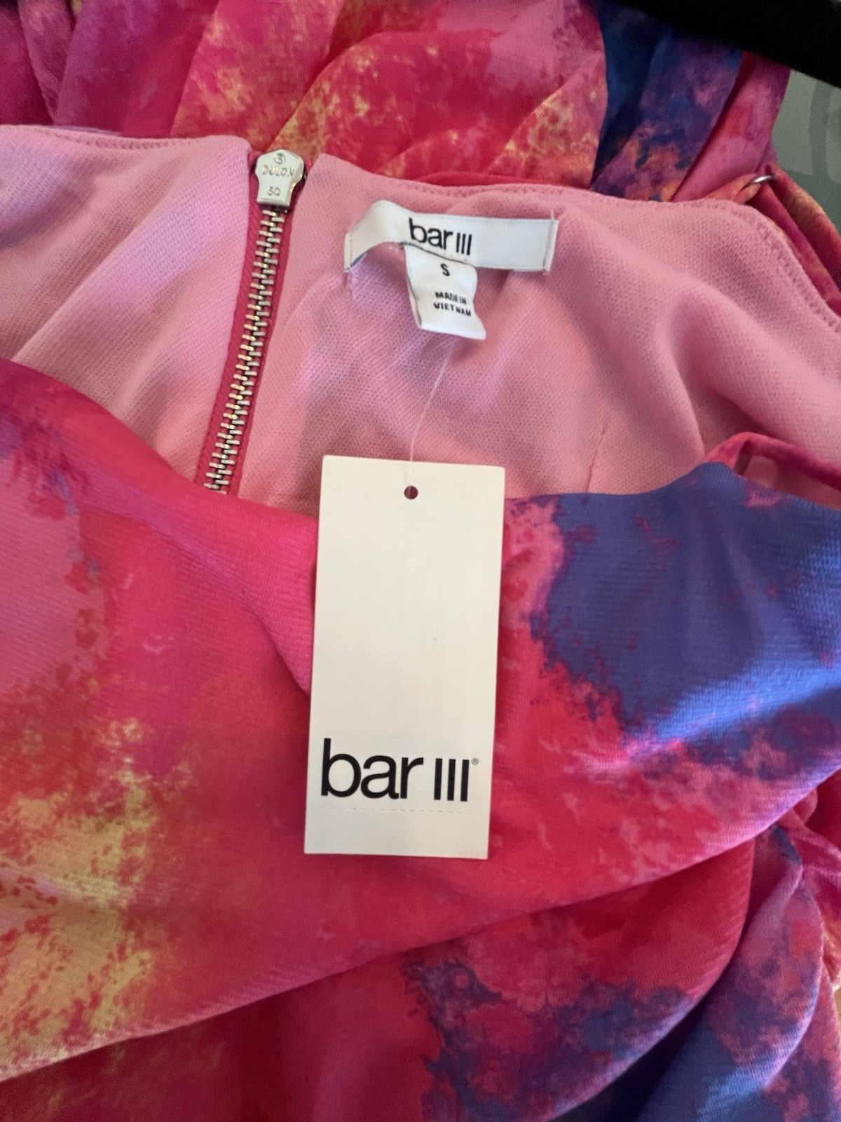Bar III Pink Tie-Dye Spaghetti Strap Midi Dress