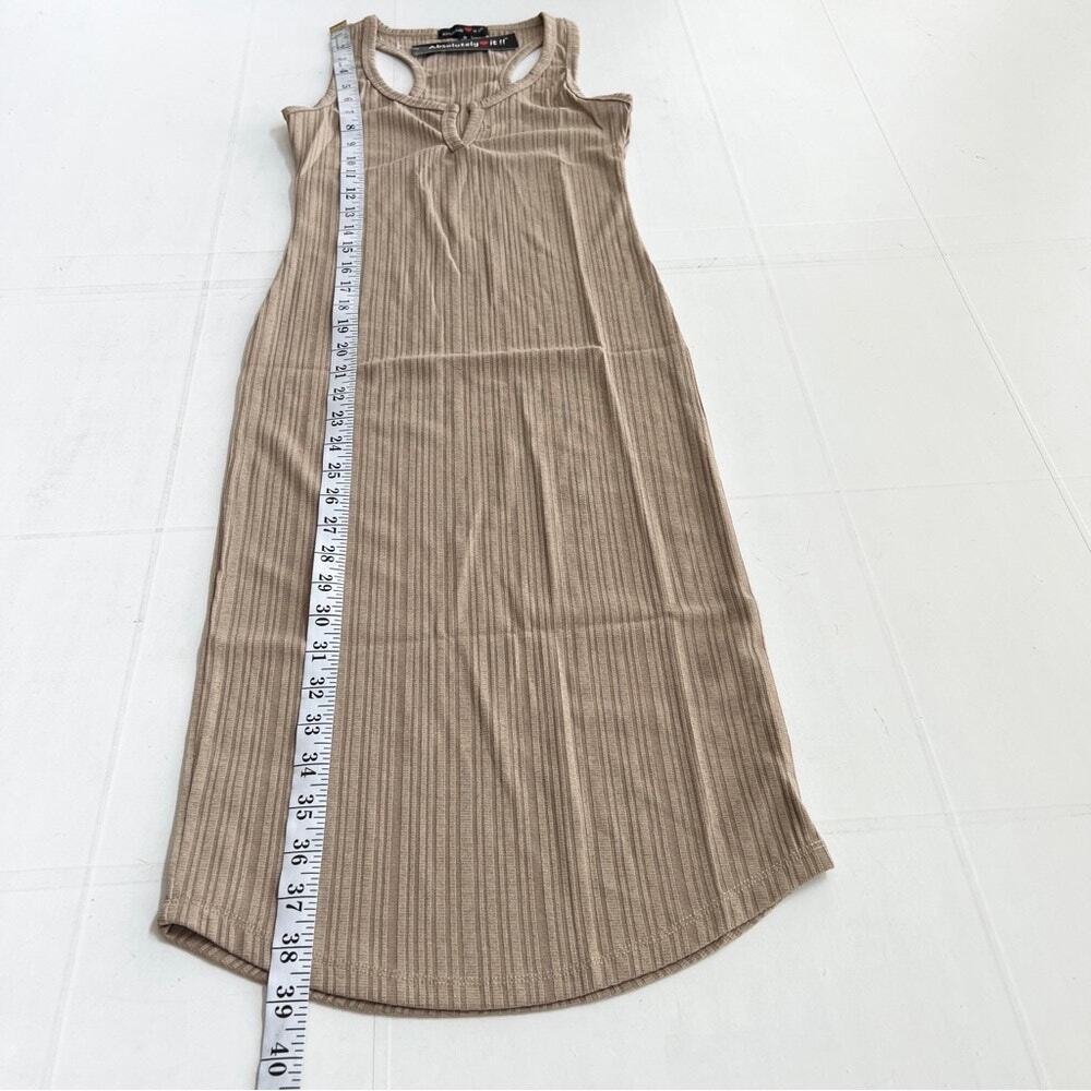 New ABSOLUTELY LOVE IT Sleeveless Split V Neck Rib Knit Bodycon Midi Dress Brown