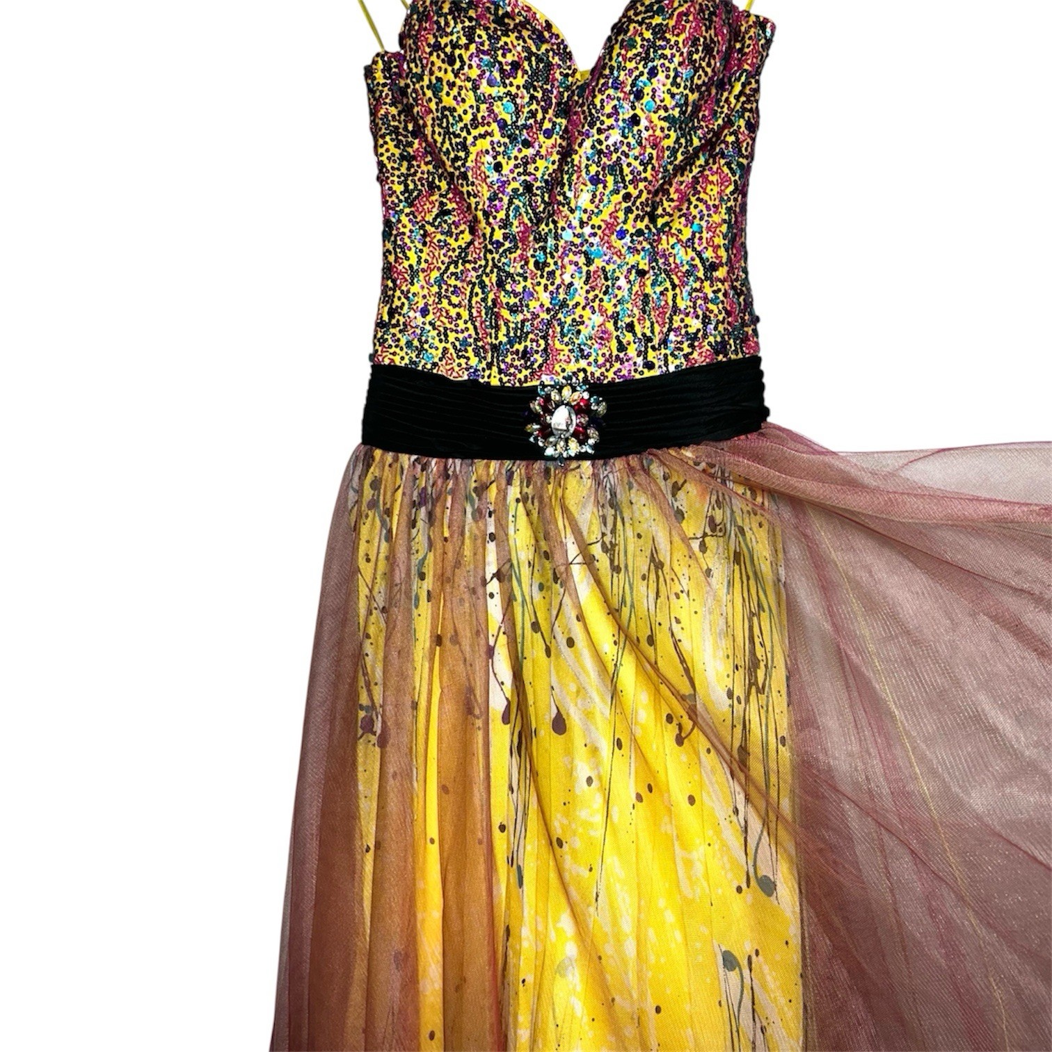 Jovani Multicolor Sequin Sweetheart Y2K Ballgown Prom Dress Tulle Nylon Size 2