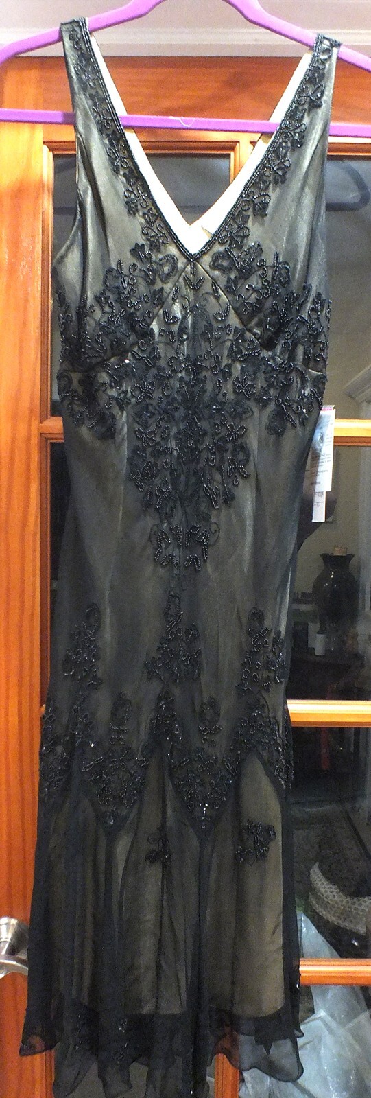 Beautiful Scala Beaded Black Silk Women’s Dress Sz. XL Brand New/Tags