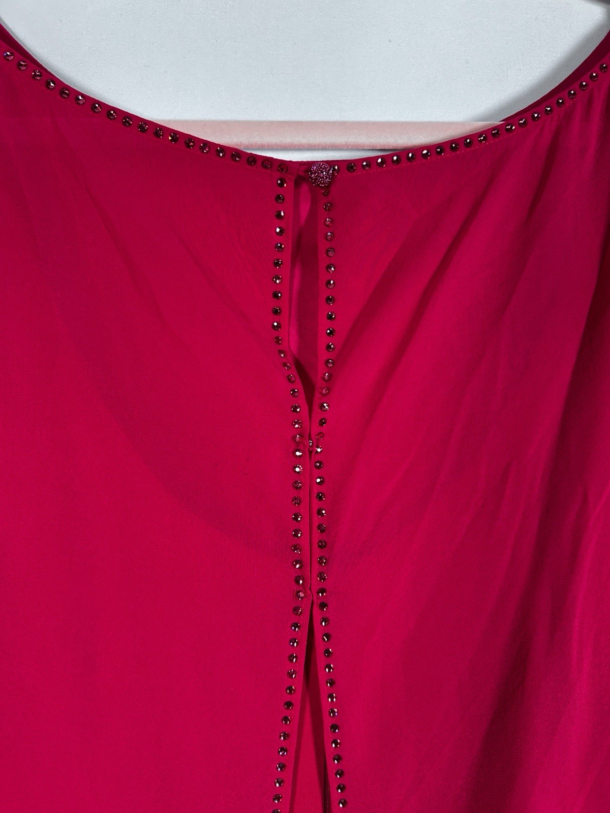 St. John Pink Beaded Cape Overlay Crystal Boat Neck Long Maxi Dress Size 16
