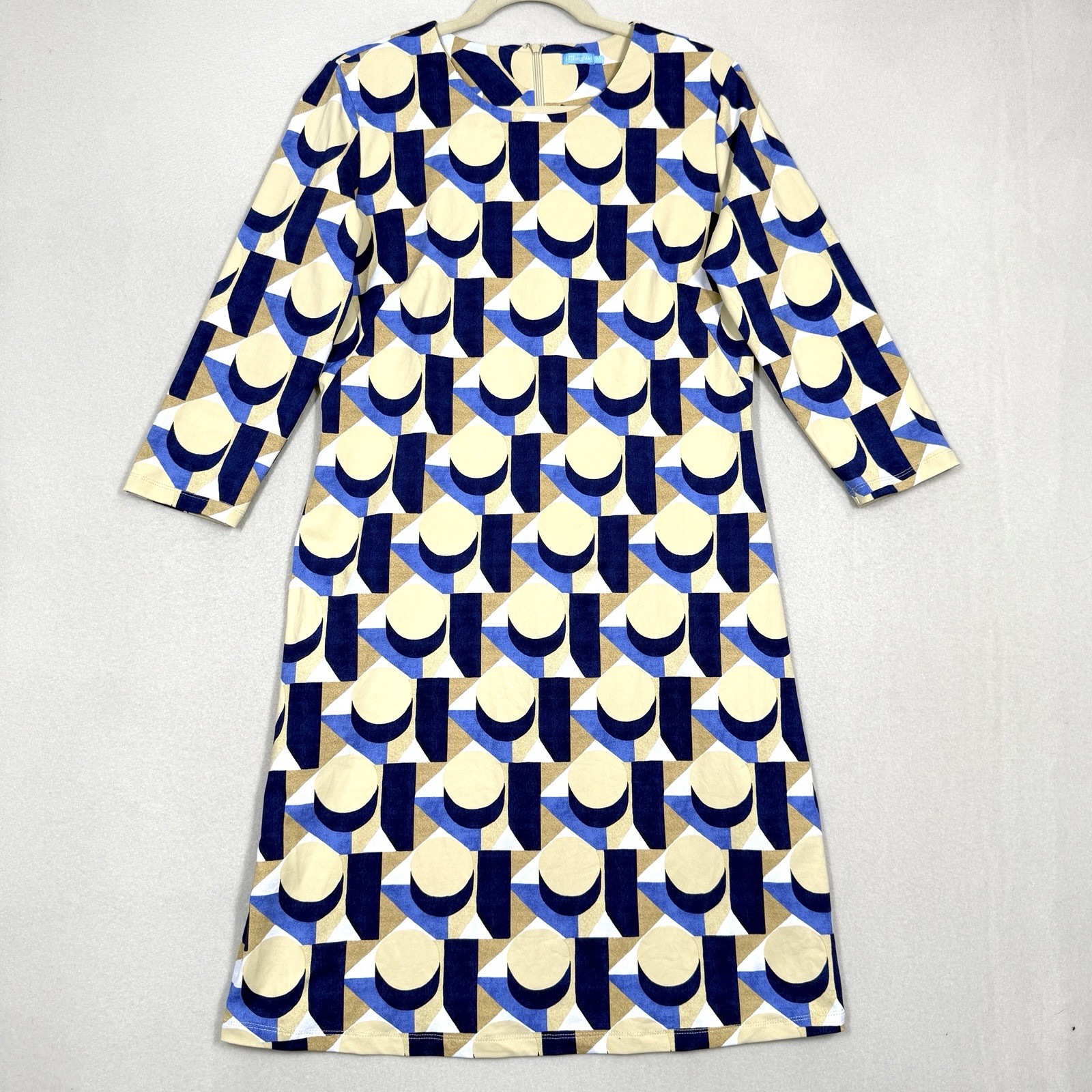 J McLaughlin Dress Womens Large Sophia Catalina Cloth Geometric Print 3/4 Sleeve