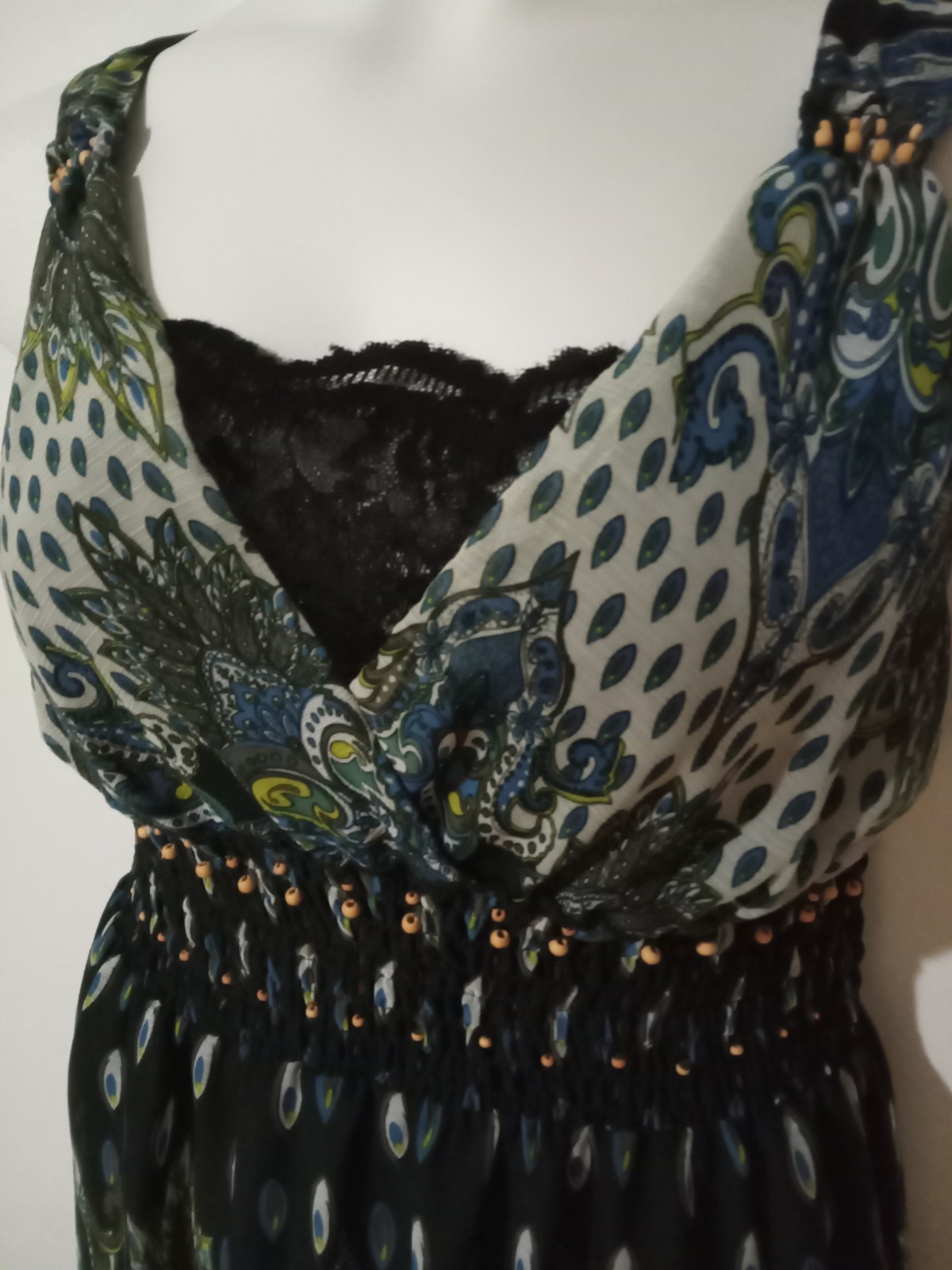 Mlle Gabrielle Women’s XL Dress Strapless Stretch Pull On Boho Festival Beaded