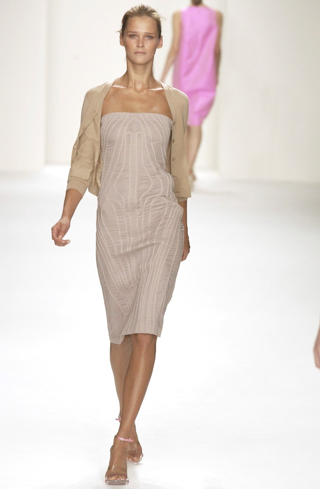 Calvin Klein Collection Spring 2004 Pink Grey Anatomical Seam Slip Dress 10