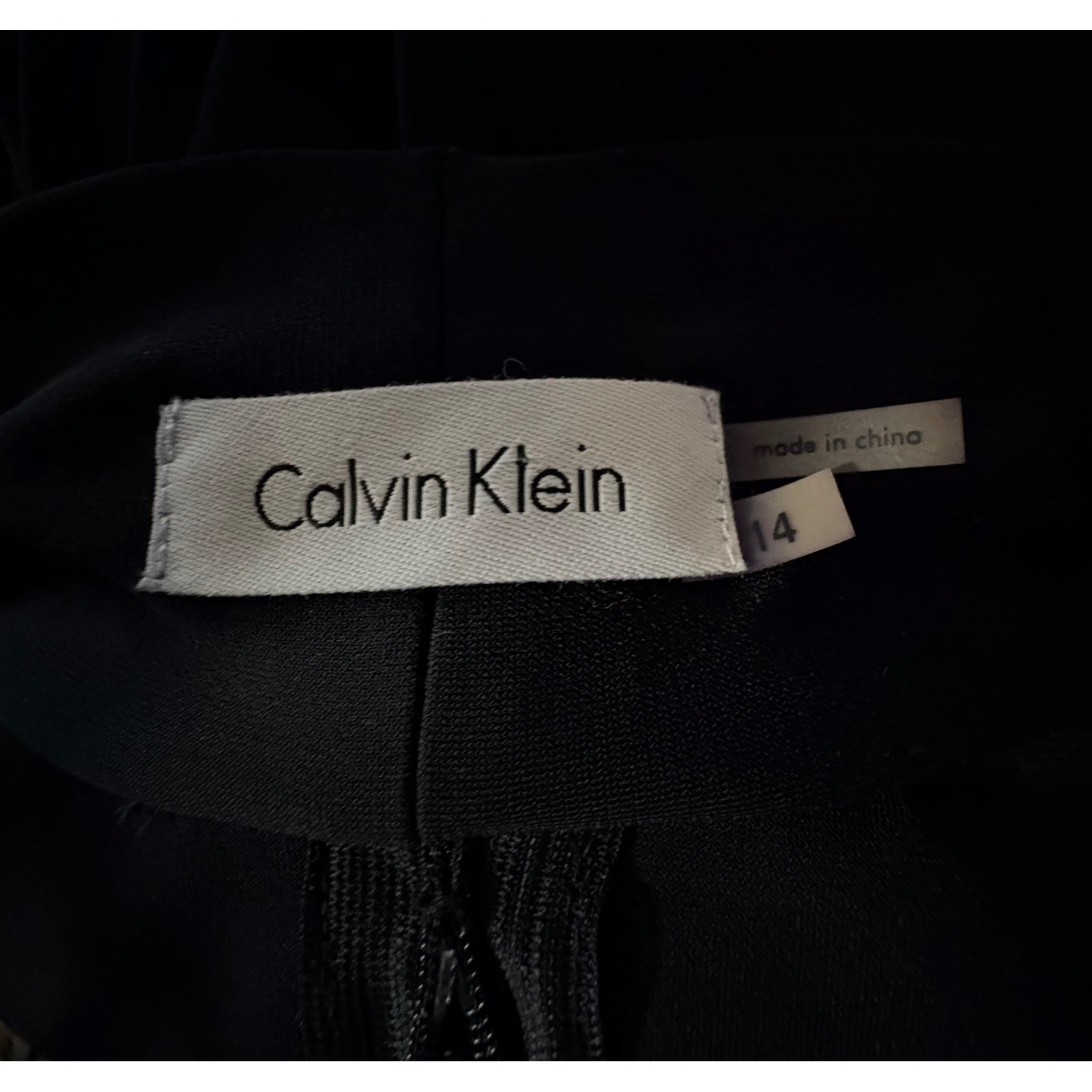 Calvin Klein Womens Black Pleated Halter V-Neck Evening Dress Back Zipper Sz14