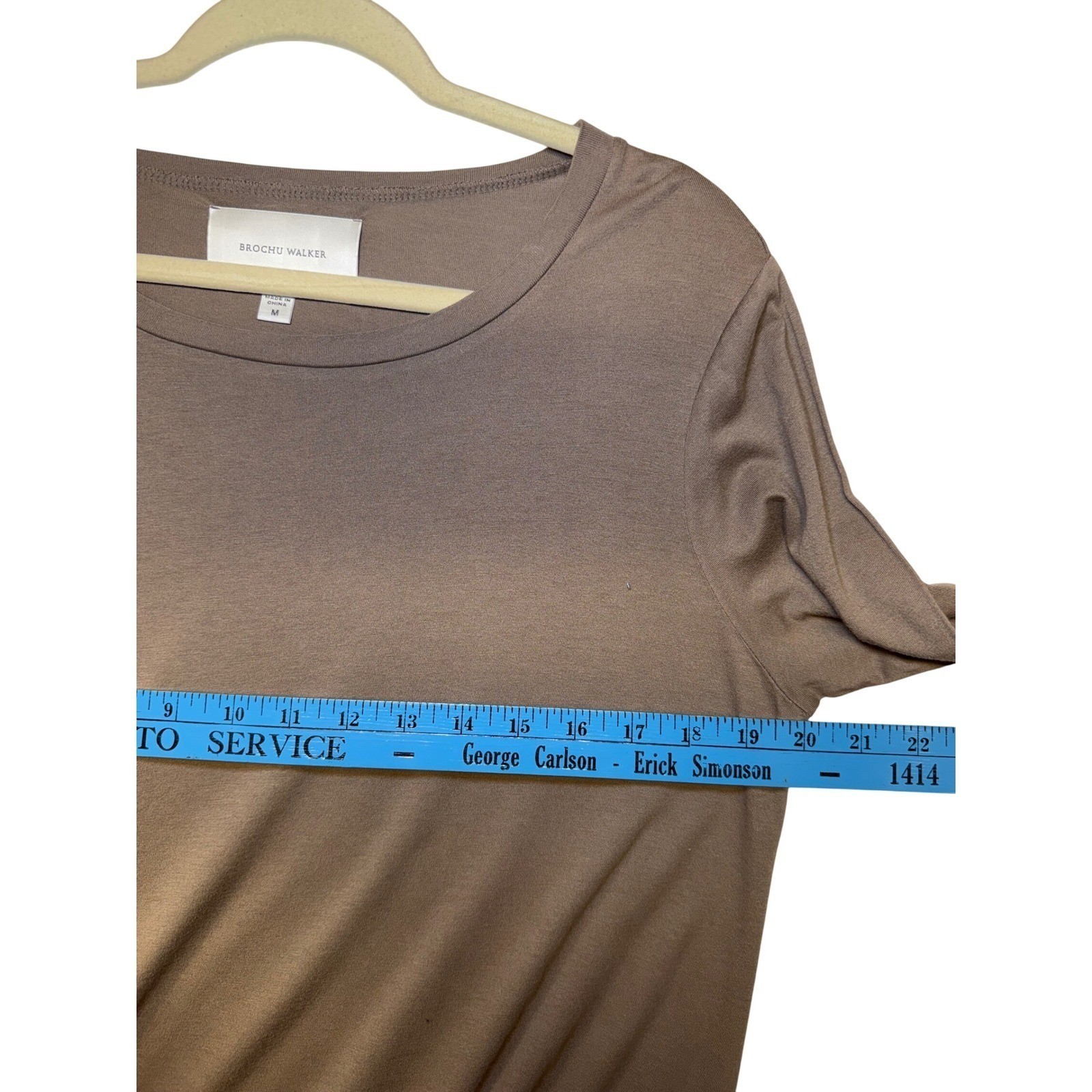 Brochu Walker Long Sleeve Draped Cotton Modal Jersey Midi Dress Light Brown M