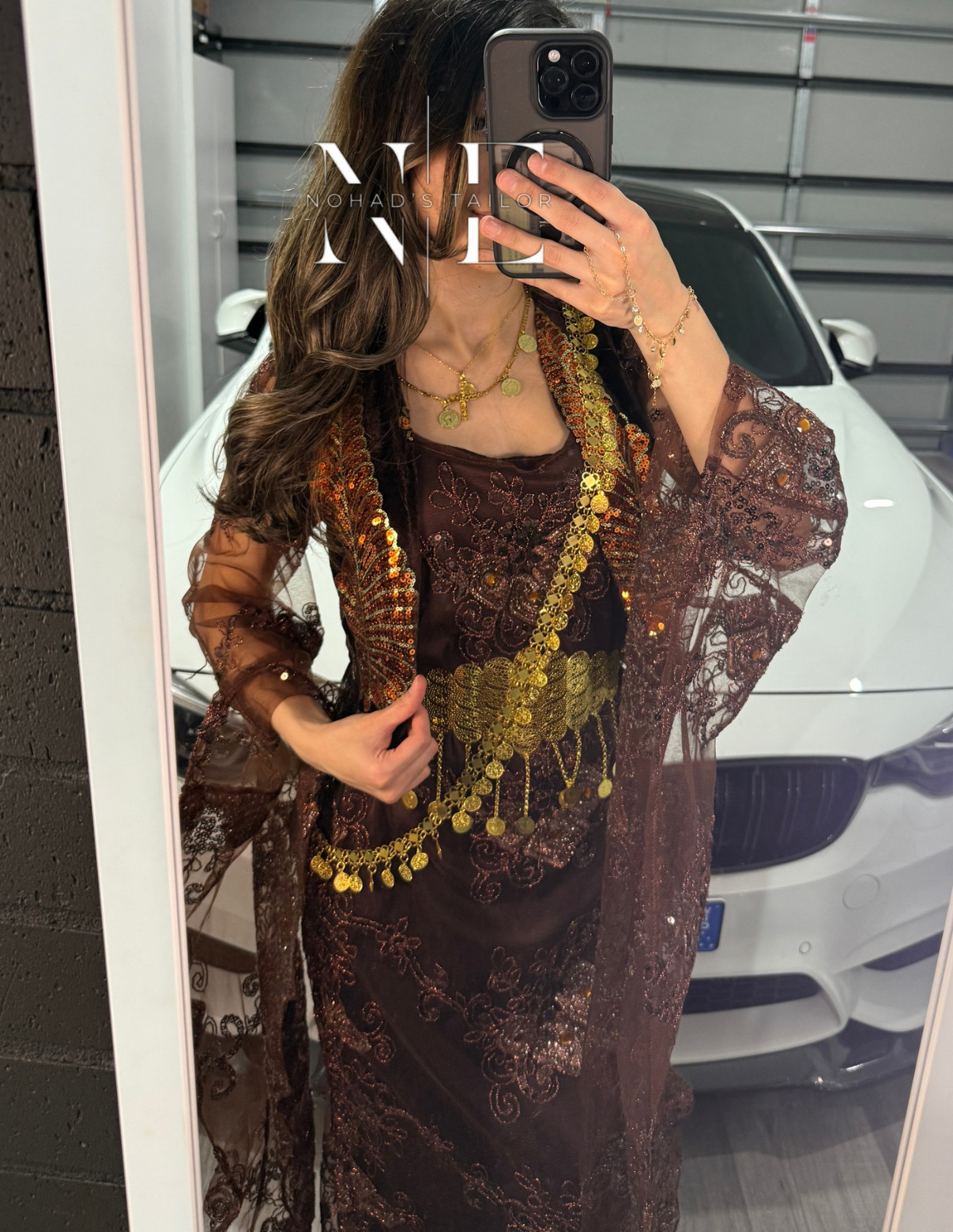 Brown vest on Brown Kurdish Gown (Jilli Kurdi)