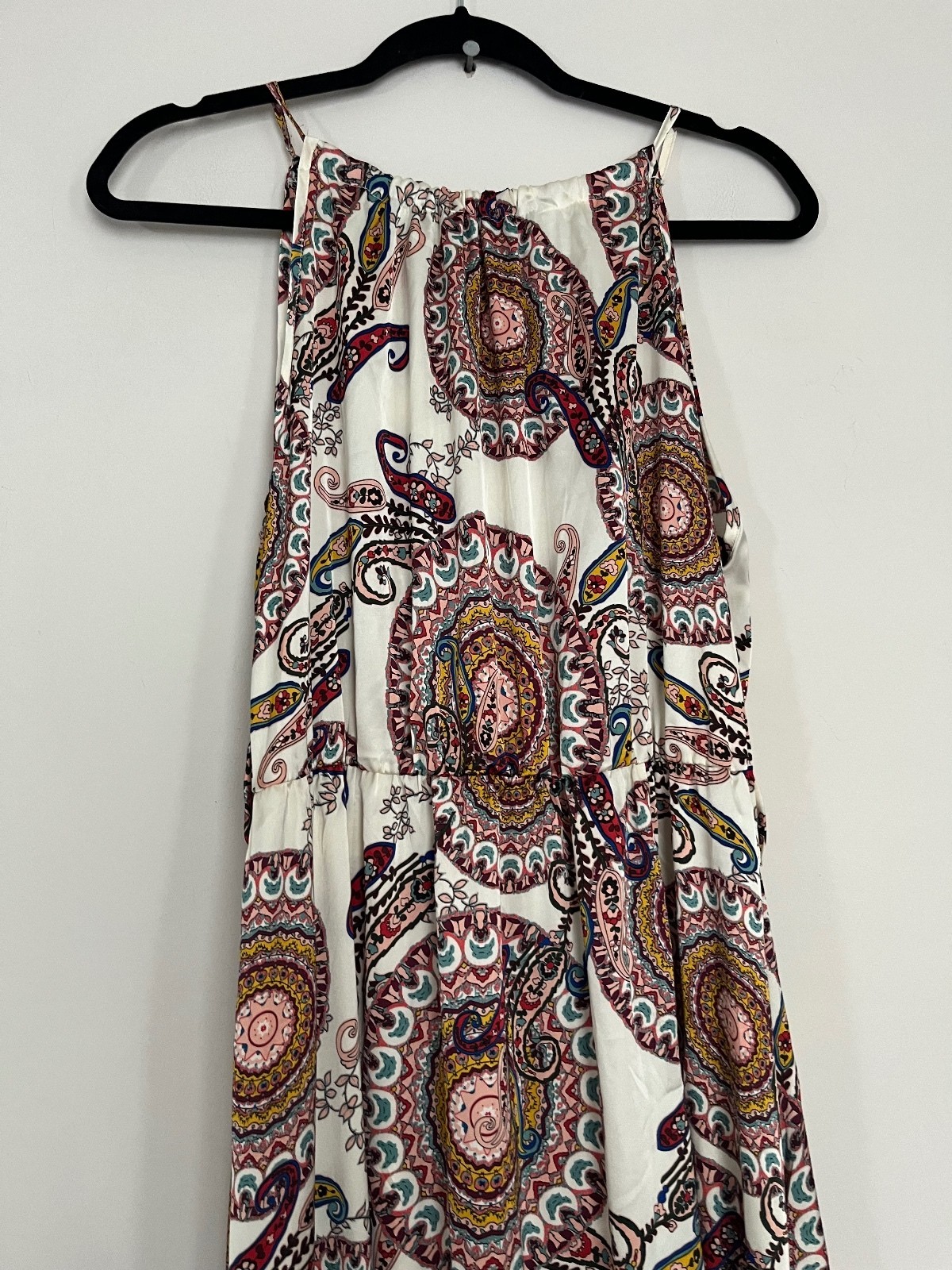 Apricot Cream Paisley Halterneck Smock Maxi Dress – Size 14