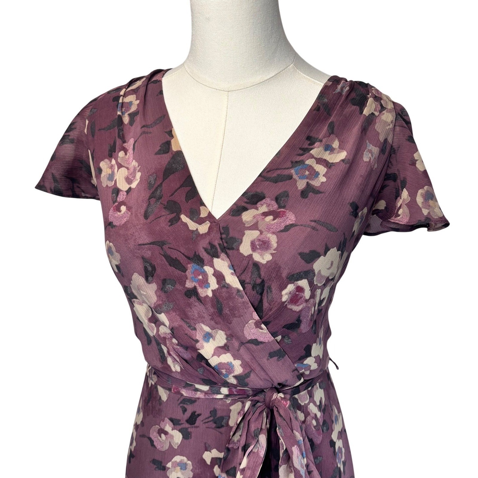 Ralph Lauren Maxi Dress Georgette Chiffon Floral Layered Ruffles Cottagecore 8