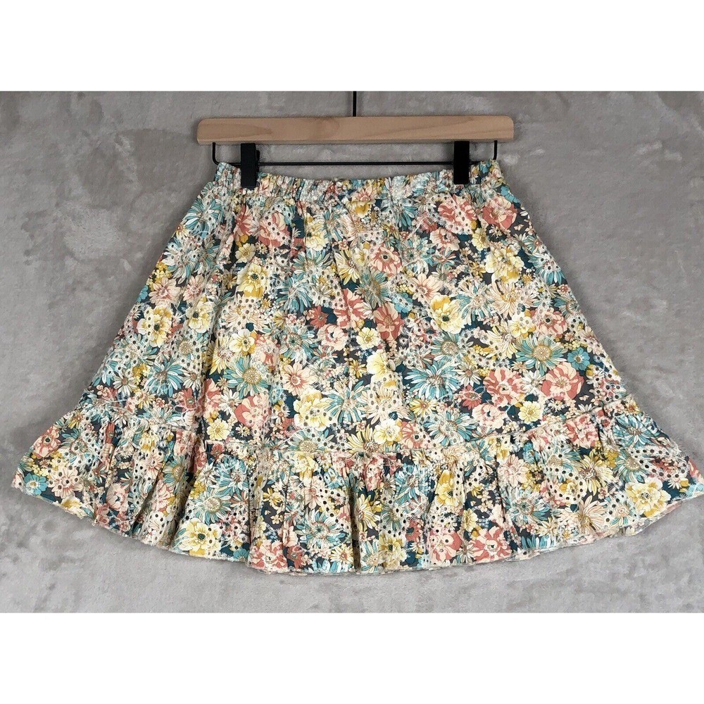 NWT LUNA MOON Top & Skirt Set Sz S Ruffle Floral Eyelet Crop Boho Fairy Cottage