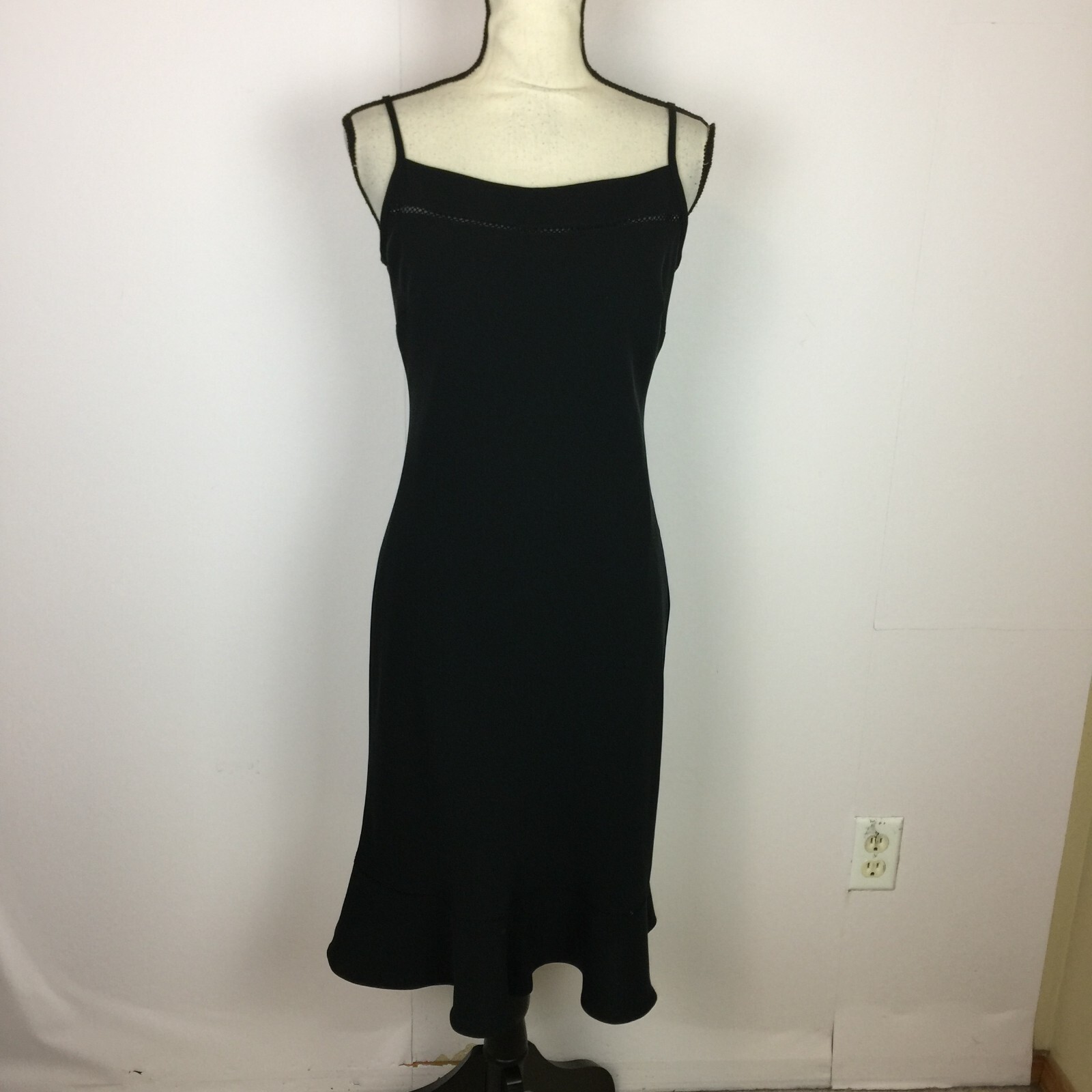 Ann Taylor Loft Strappy A-line Slip Dress Sz 2 Womans Black Ruffle Hem Lined Y2K