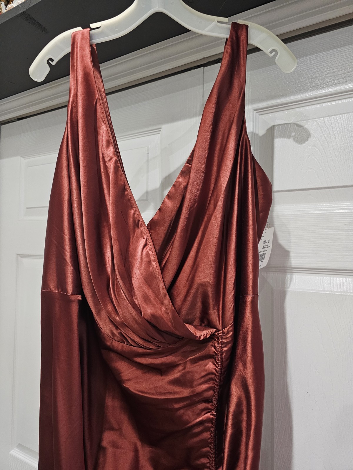 DB Studio Drawstring Dress Brown Satin