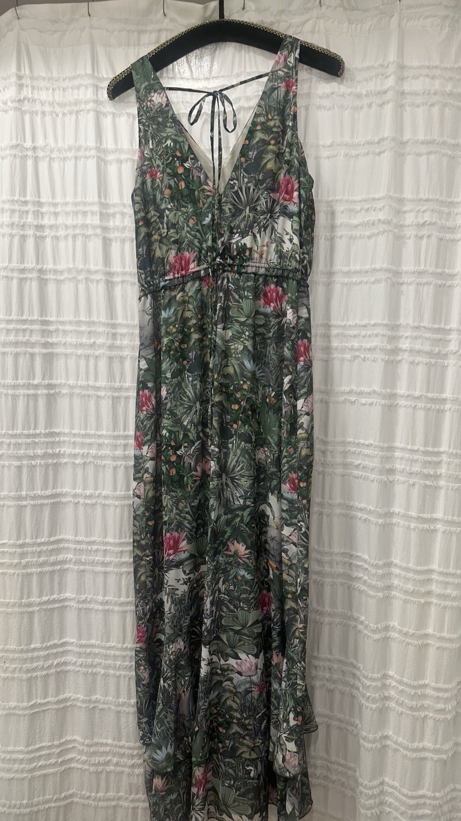 HM conscious collection tropical jungle printMaxi vacation dress parrots animal