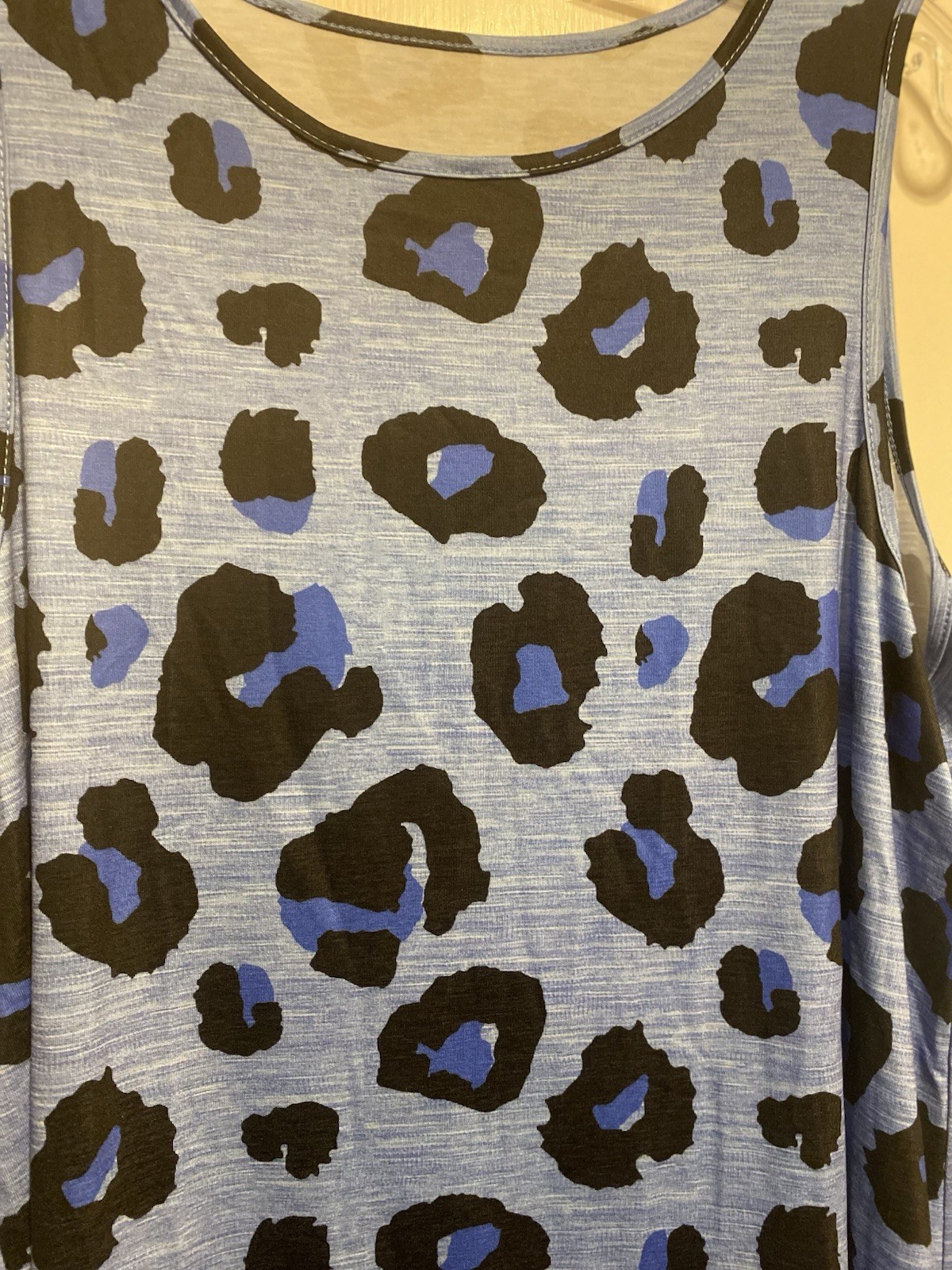 EMERY ROSE Light Blue, Black Leopard Print Sleeveless Stretch dress Size XL NWT