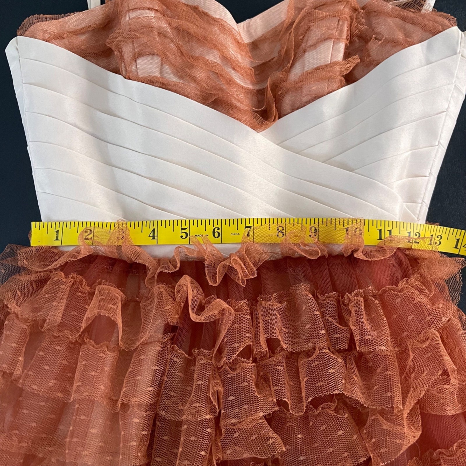 Unique Vintage Corset Ruffle Tulle Party Dress Size S/4 Fairy Coquette Hoco Prom