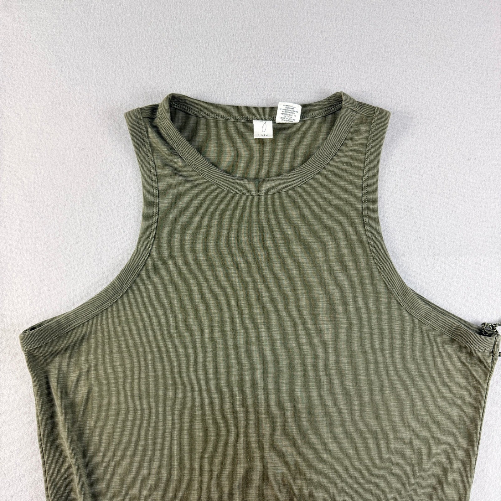 Joie Womens XL Olive Green Ribbed Modal Blend Sleeveless Maxi Tank Dress Slit