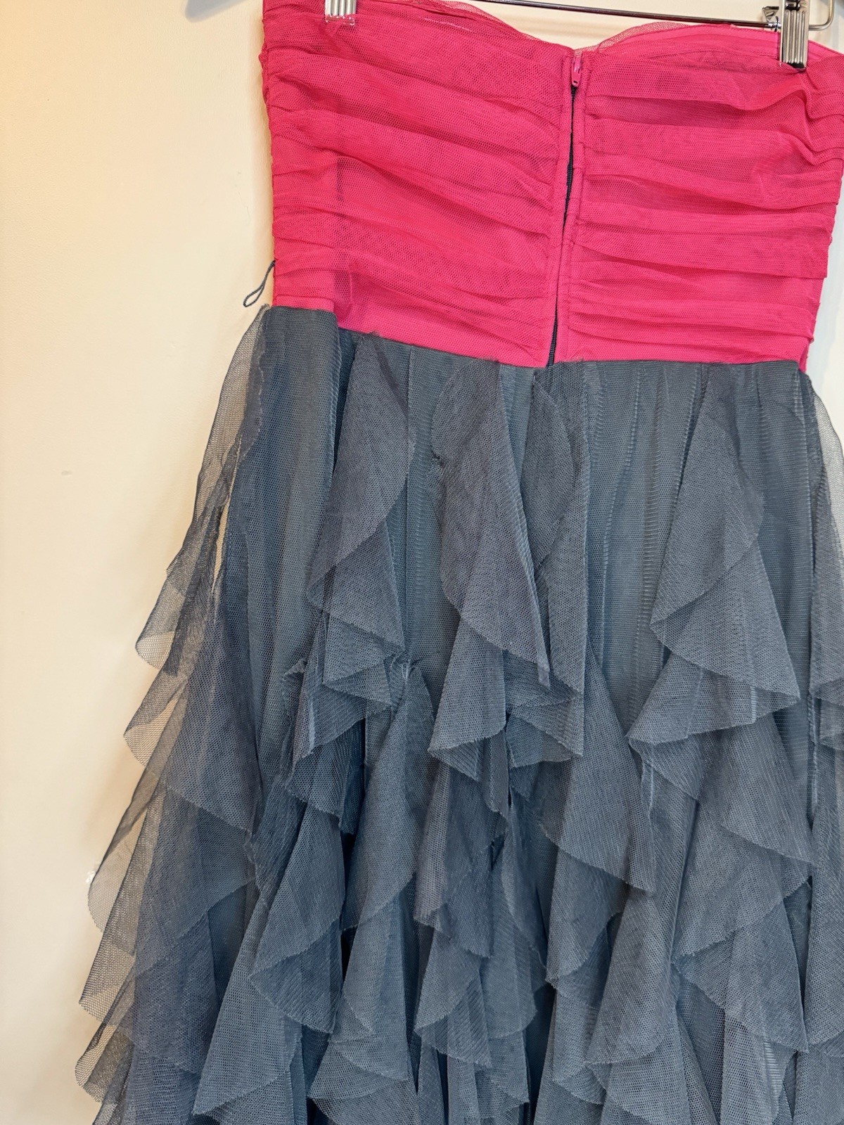 Juniors Teeze Me Strapless Tulle Ruffle Party Dance Cocktail Dress Size 7 NOBELT