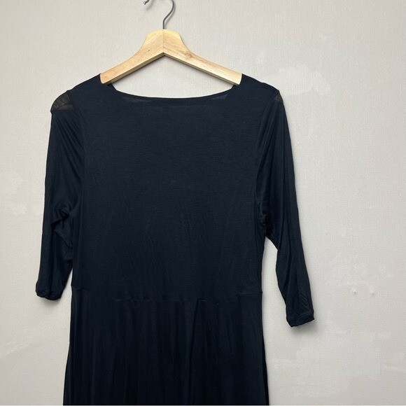 Eileen Fisher Black Lyocell Silk Blend Cowl Neck Jersey Midi Witchy Dress Size M