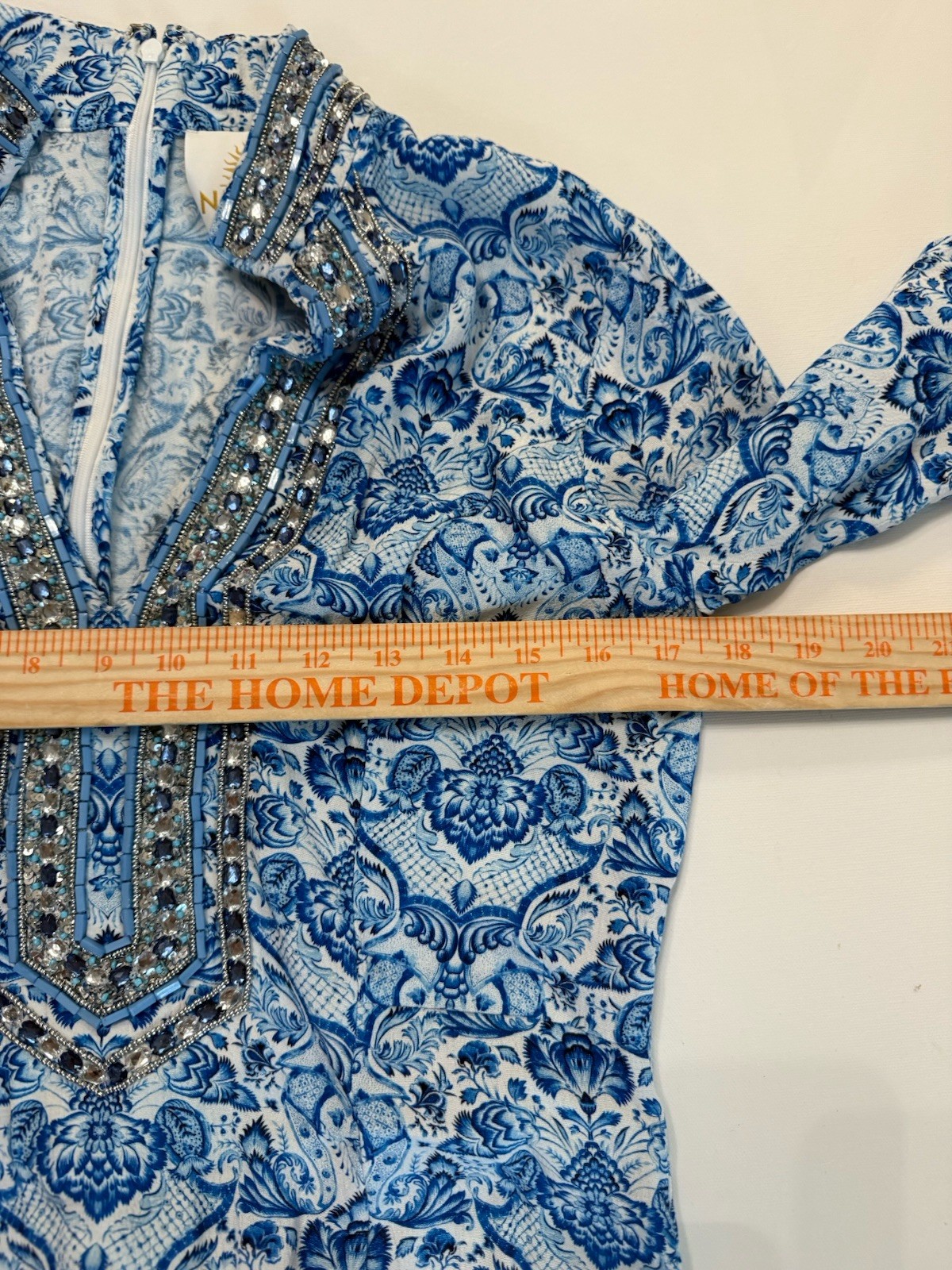 Nicoblu Shalimar Long Tunic Dress size 4 maxi Sapphire Jewel Embellishment