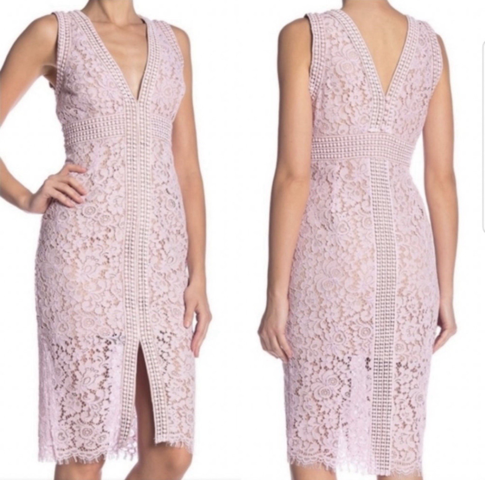 Bardot Heather Lace Midi Dress In Blush Pink And White Size 8 NWT