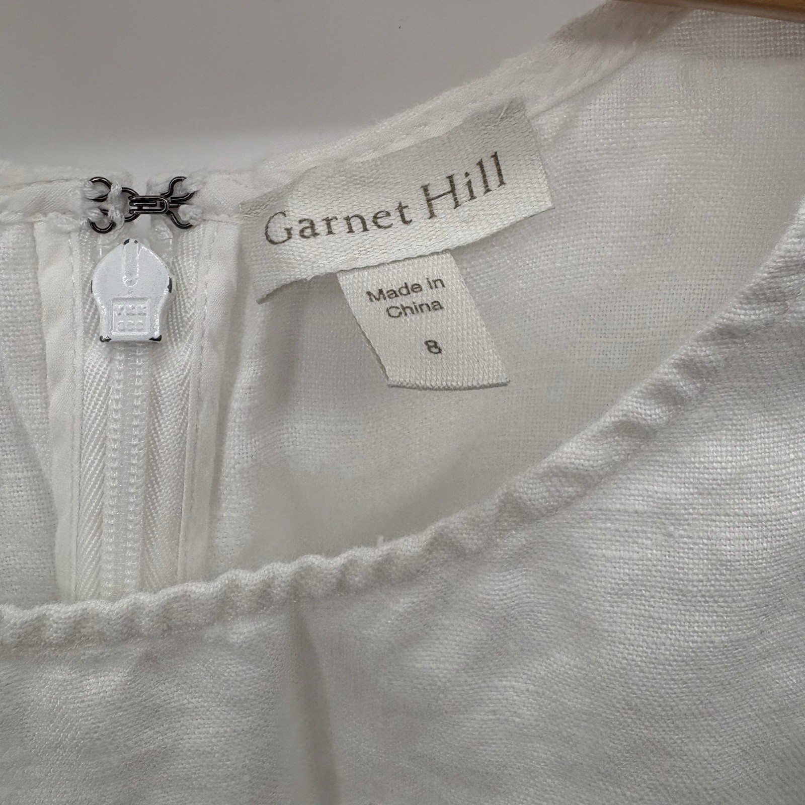 Garnet Hill 8 White Linen Mini Dress Slee Sheath Minimal Cottagecore Coastal 18D